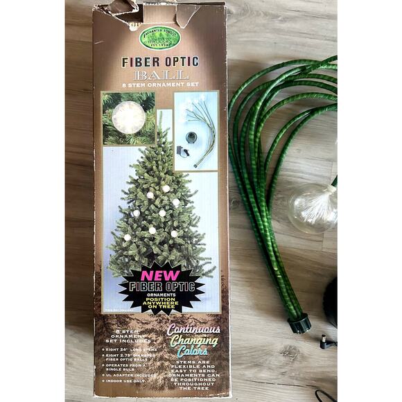 VTG FiberOptic 8 Lead Ball Christmas Tree Wired Ornaments Enchanted Forest 2 Set - Picture 2 of 12